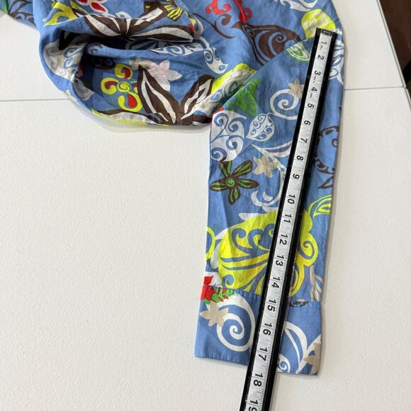 Chico’s Blue Multicolor Floral Abstract Button Front Shirt Top Size 0 S - Picture 7 of 10